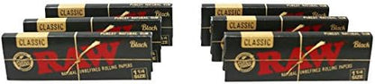 RAW Classic Black 1 1/4 Size Natural Unrefined Ultra Thin 79mm Rolling Papers (6 Packs). Raw rolling papers for cigarettes and tobacco