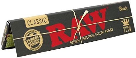 RAW Classic Black King Size Slim Natural Unrefined Ultra Thin 110mm Rolling Papers (50 Packs)