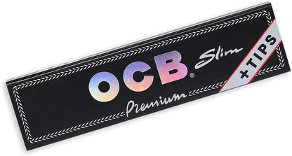 OCB Rolling Papers Premium King Slim 109mm with Tips (5 Pack) | Tobacco Rolling papers | Unbleached cigarette rolling papers