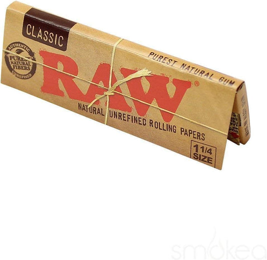 Raw Unrefined Classic 1.25 1 1/4 Size Cigarette Rolling Papers, 50 Count (Pack of 6).