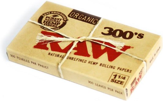 RAW Organic 300 1.25 1 1/4 Size Rolling Papers 1 Pack = 300 Leaves, 300 Count. Premium rolling papers. Natural unbleached cigarette rolling papers
