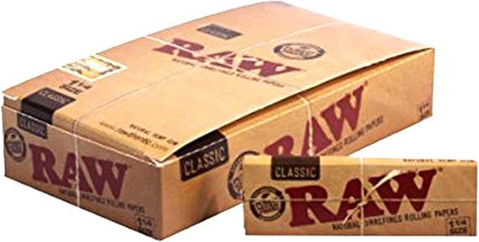 Raw Unrefined Classic 1.25 1 1/4 Size Cigarette Rolling Papers, 50 Count (Pack of 6).