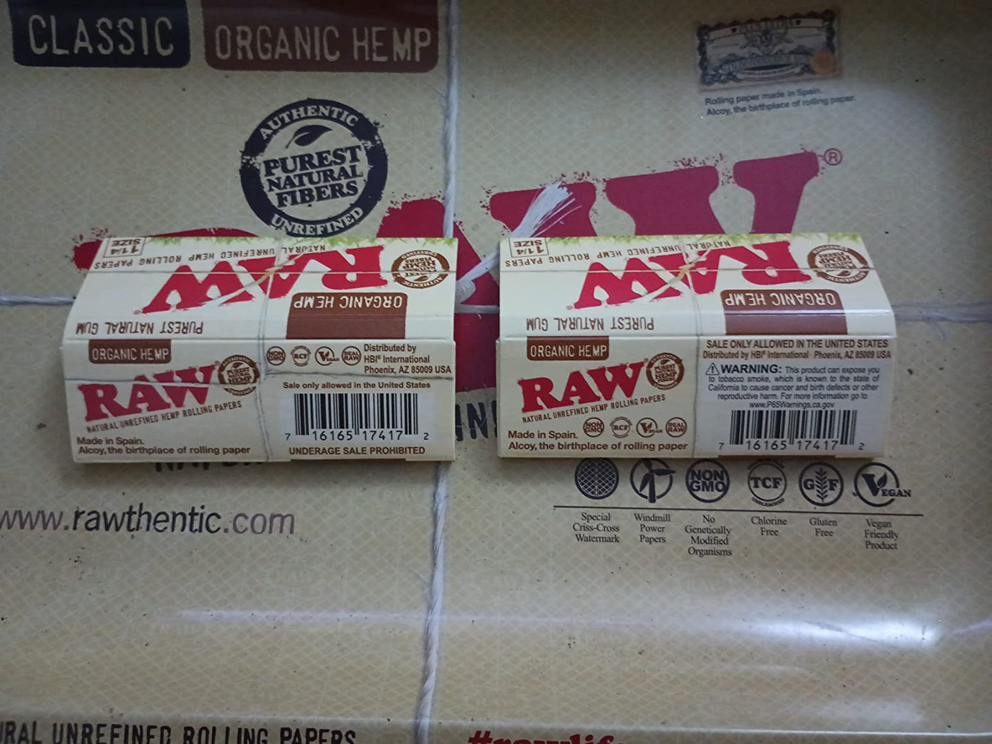 RAW Unrefined Organic 1.25 1 1/4 Size Cigarette Rolling Papers Full Box of 24 Packs, Yellow, 50 Count (Pack of 24)
