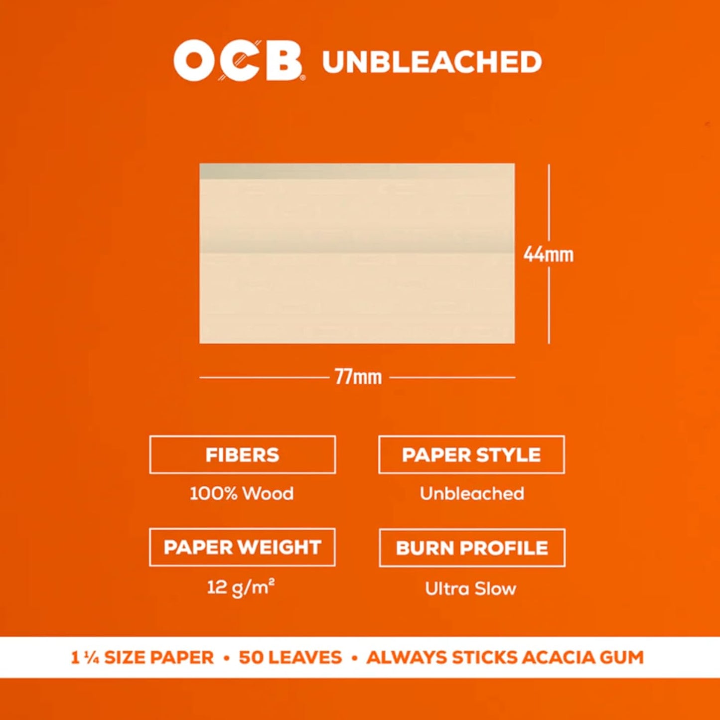 OCB Rolling Papers Unbleached Virgin 1 1/4 (78mm) 24 Booklets. OCB Tobacco rolling papers RAW Rolling papers
