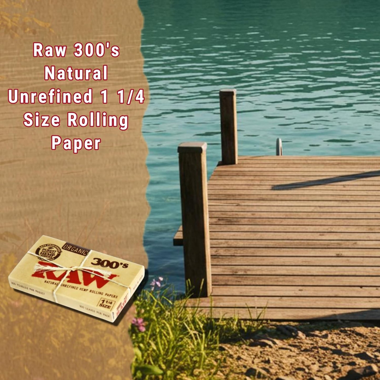 RAW Organic 300 1.25 1 1/4 Size Rolling Papers 1 Pack = 300 Leaves, 300 Count. Premium rolling papers. Natural unbleached cigarette rolling papers