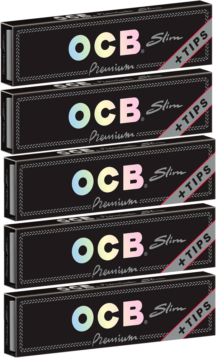 OCB Rolling Papers Premium King Slim 109mm with Tips (5 Pack) | Tobacco Rolling papers | Unbleached cigarette rolling papers
