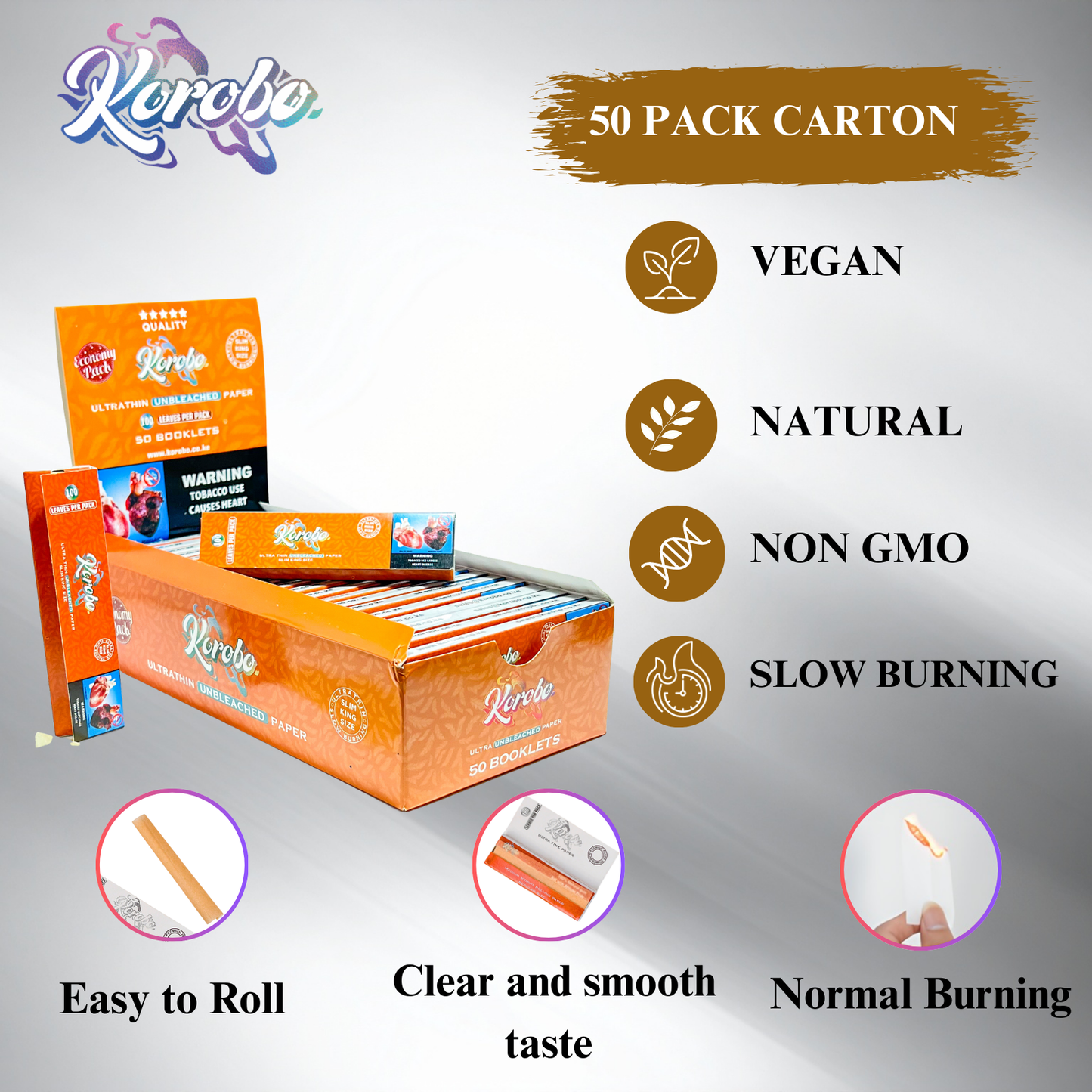 Brown Kingsize Smoking Rolling Papers - Natural Unbleached Cigarette rolling papers & Tobacco rolling paper