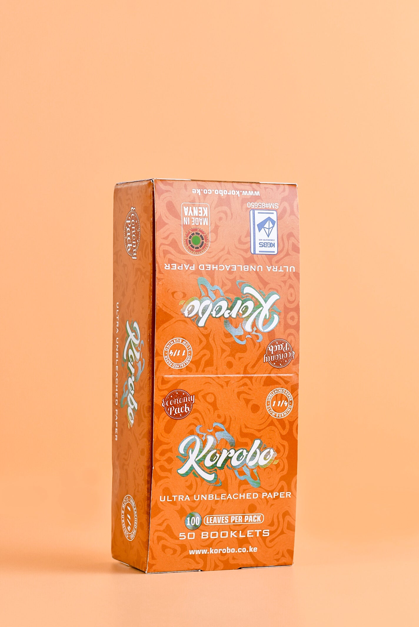 Korobo 1&1/4 brown Rolling paper 50 booklets each 100 Leaves