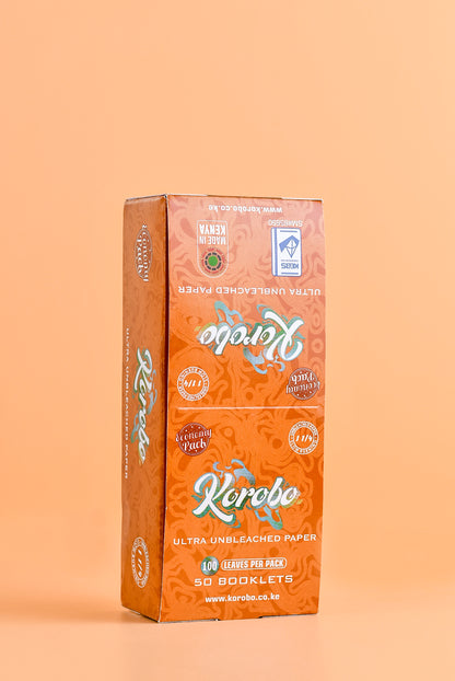 Korobo 1&1/4 brown Rolling paper 50 booklets each 100 Leaves