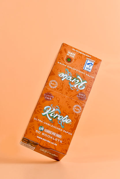 Korobo 1&1/4 brown Rolling paper 50 booklets each 100 Leaves