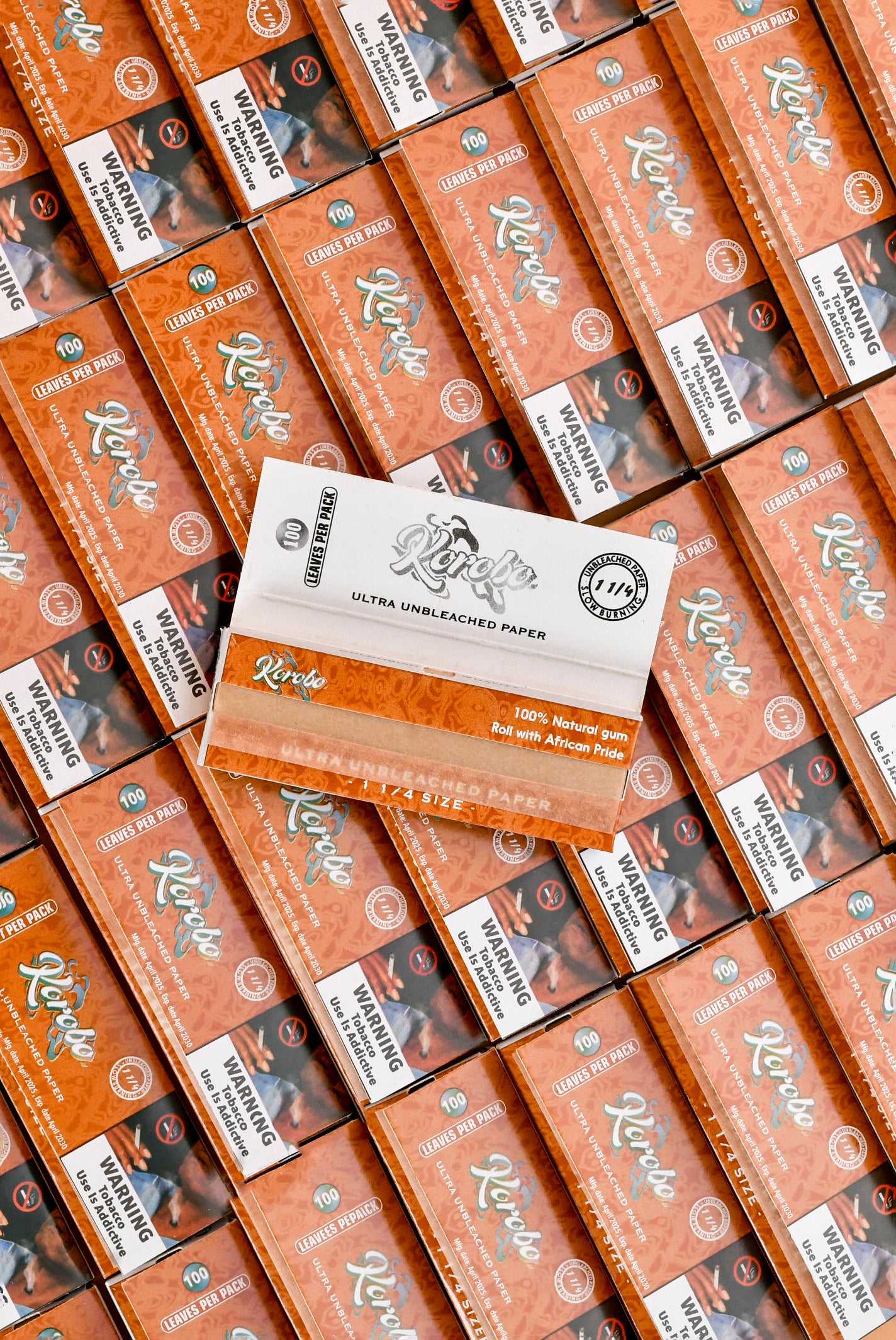 Korobo 1&1/4 brown Rolling paper 50 booklets each 100 Leaves
