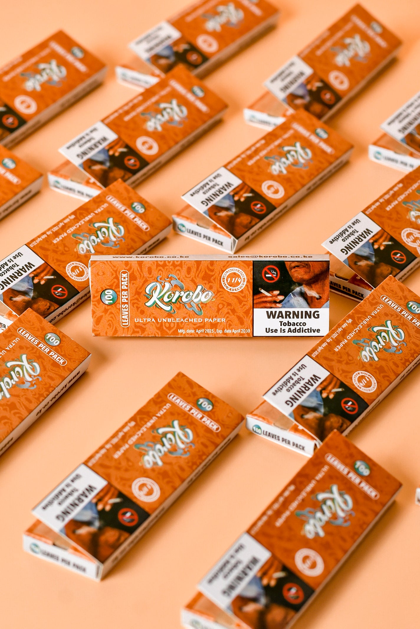 Korobo 1&1/4 brown Rolling paper 50 booklets each 100 Leaves