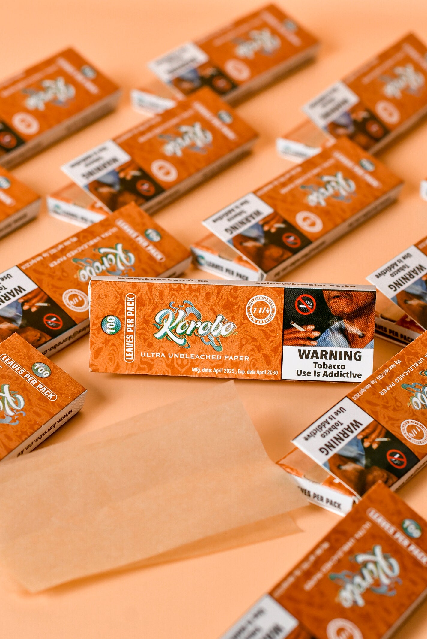 Korobo 1&1/4 brown Rolling paper 50 booklets each 100 Leaves
