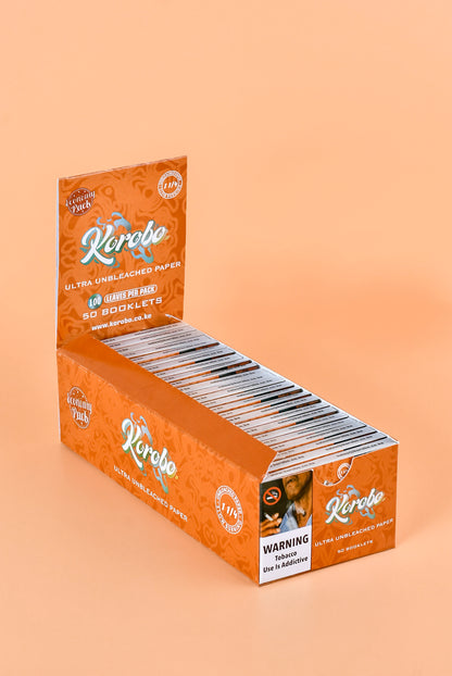 Korobo 1&1/4 brown Rolling paper 50 booklets each 100 Leaves