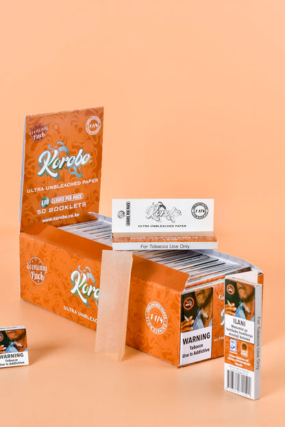 Korobo 1&1/4 brown Rolling paper 50 booklets each 100 Leaves